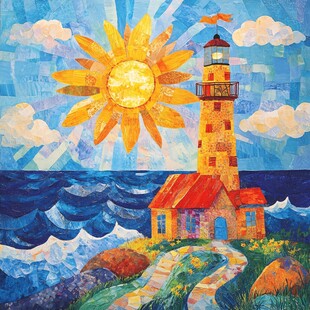 海天一色美术绘画