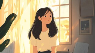 处暑节气女孩插画