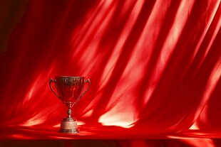 奖杯飘带红色颁奖舞台