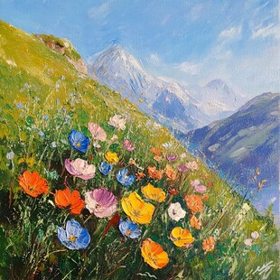 油画山花