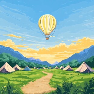帐篷户外插画