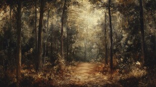 电脑装饰油画阳光森林