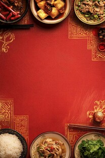 新年喜庆氛围美食背景
