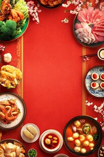 新年喜庆氛围美食背景