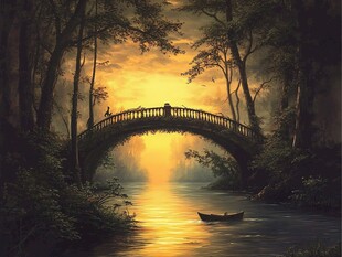 意境风景画插画中堂画