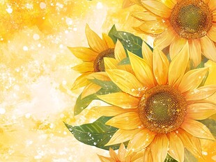 高清手绘太阳花向日葵