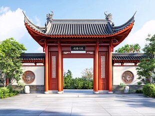 古建山门效果图