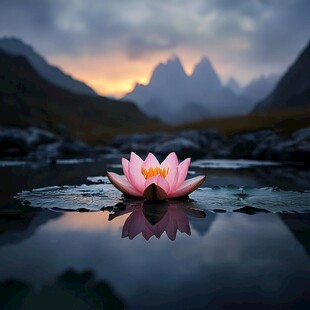 唯美荷花黄昏荷花