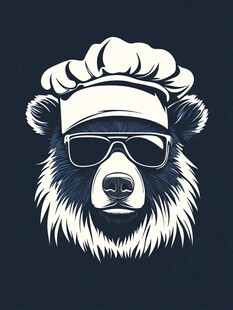 原创墨镜小熊图案