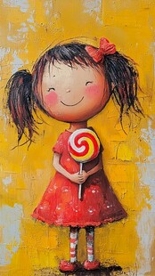 小女孩壁画
