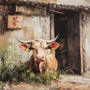 黄牛墙画