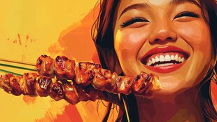 烤面筋包装插画