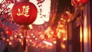 春节夜景过年气氛