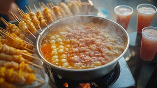 虾滑串串香浇油场景