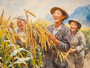 农民庆丰收场景