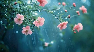 雨中花朵雨中绿植