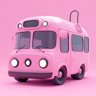 粉红色的面包车