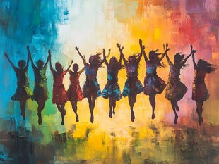 广场舞油画