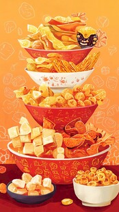 零食包装年货插画