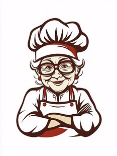 卡通奶奶餐饮食品标志