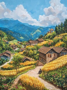 山村油画