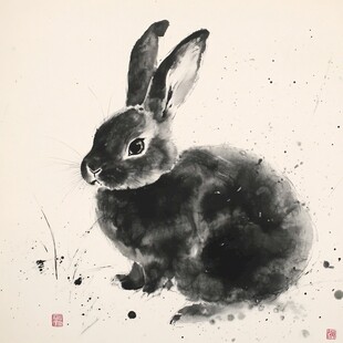 水墨兔