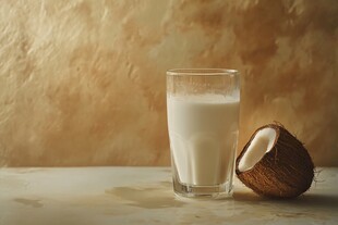 玻璃杯椰奶
