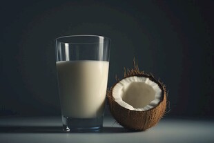 玻璃杯椰奶