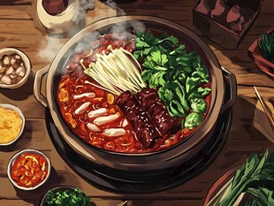 牛杂煲插画