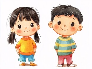 卡通男孩女孩素材