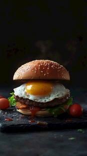 汉堡广告鸡蛋汉堡