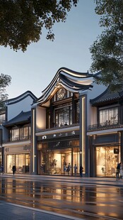 中式店铺夜景