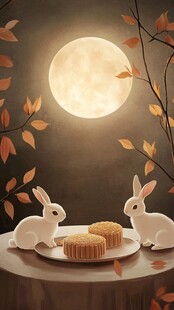 月饼小兔插画