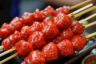 草莓冰糖葫芦民间小吃