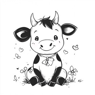 卡通小奶牛印花设计