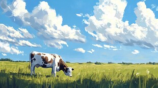 奶牛唯美插画