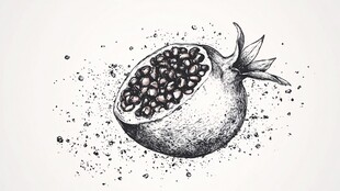 石榴版画效果插画