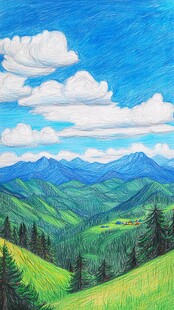 手绘喀纳斯草原