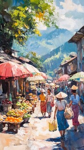 集市场景绘画