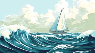 乘风破浪包装插画