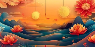 花好月圆包装插画