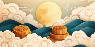 中秋节月饼包装插画