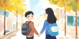 马路散步赏学插画