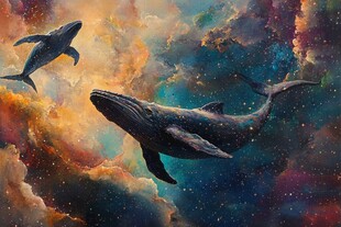 银河星系手绘鲸鱼儿