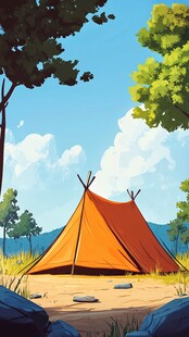 帐篷户外插画