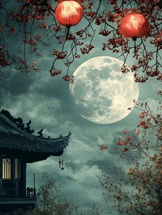 红灯笼满月
