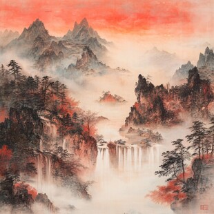 鸿运当头水墨山水