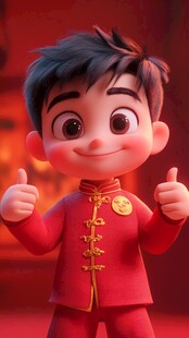 喜庆掌柜小男孩