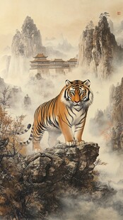 虎年吉祥猛虎下山新年