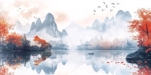 唯美意境彩墨山水